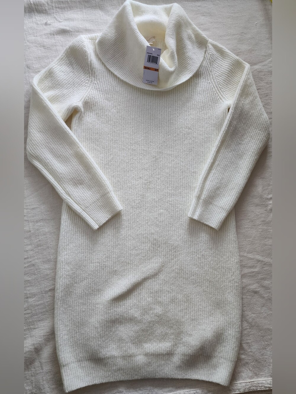Michael Kors NWT Bone Cowl Neck Ribbed Knit Sweater Dress Size S